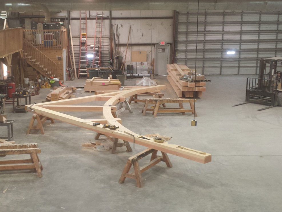 Split & Splined Arched Chord Timber Frame Truss Assembly