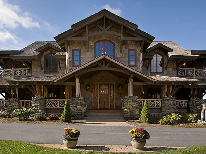 Timber Frame Custom Luxury Home Front View