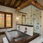 Custom luxury home timber frame bathroom