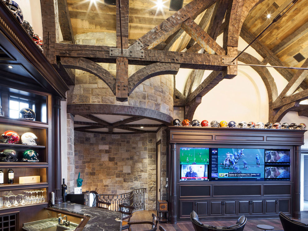 Timber Frame Home Man Cave with Craftsman Truss - Bar