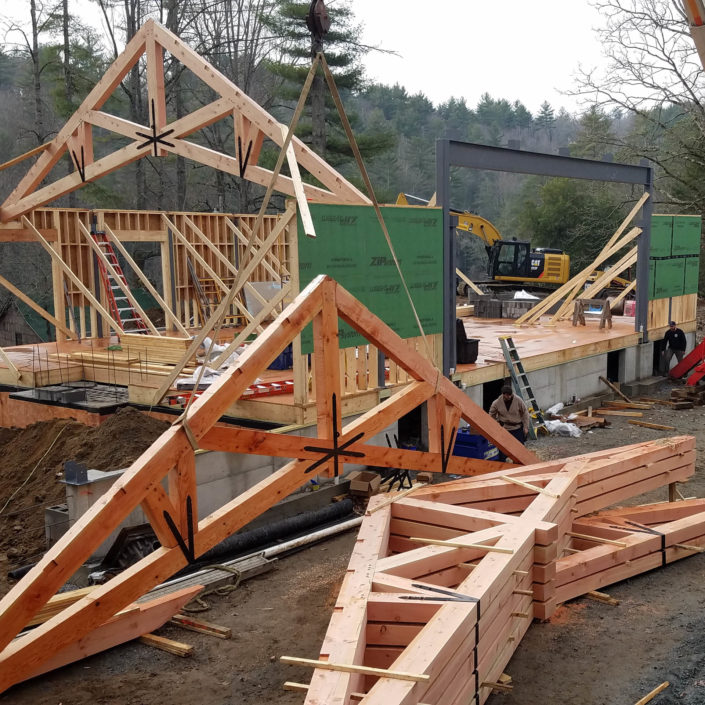 Timber Frame Construction - King Post Scissor Truss