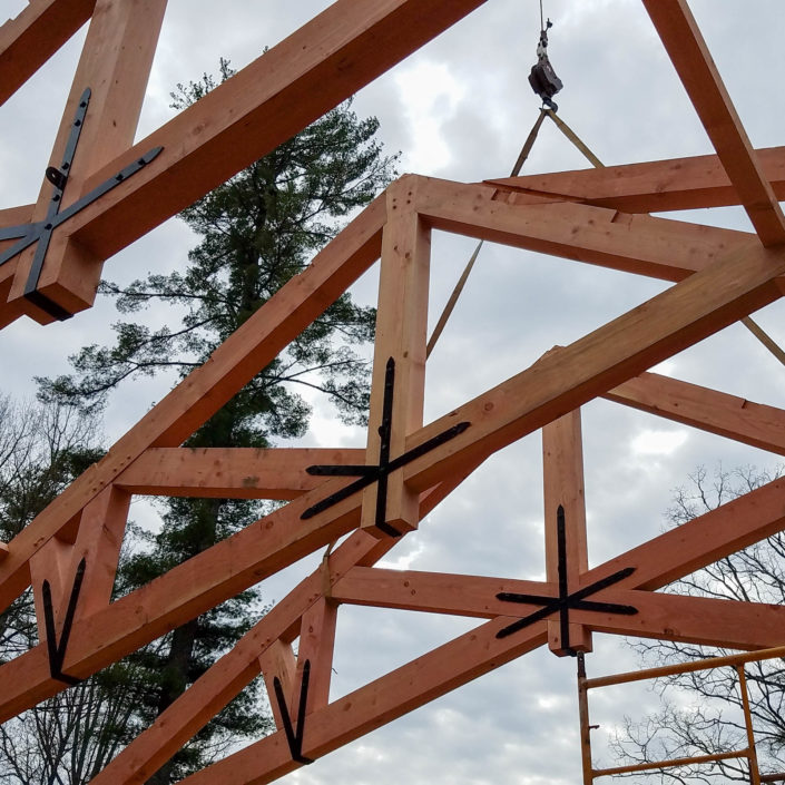 Timber Frame Construction - King Post Scissor Truss