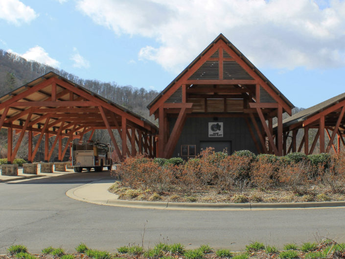 Timber Frame Development Drive-Through Vehicle Shelter Pavilion