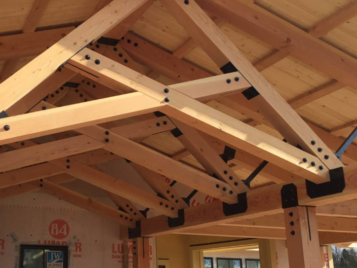 Timber Frame Entryway - Scissor Truss with Steel Connectors