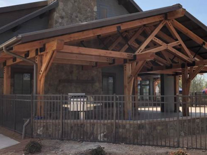 Timber Frame Wood & Steel Porch Shelter