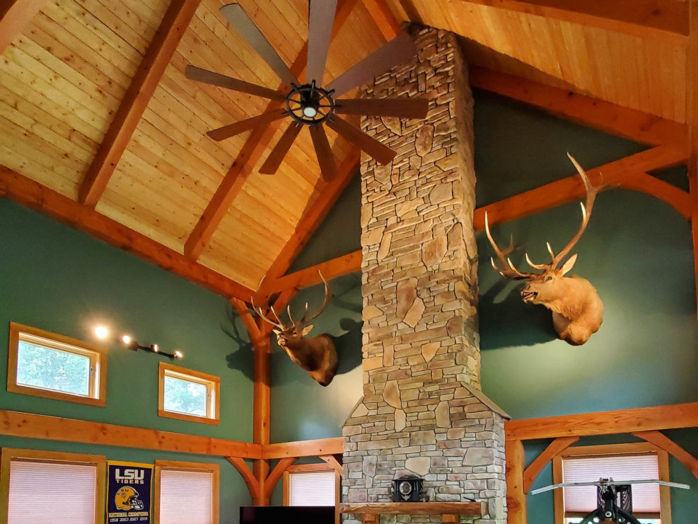 Timber Frame Home Post and Beam Living Room Interior