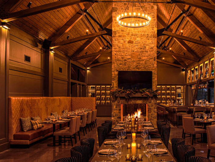 Timber Frame Dining Room Ceiling with Steel Truss Connectors