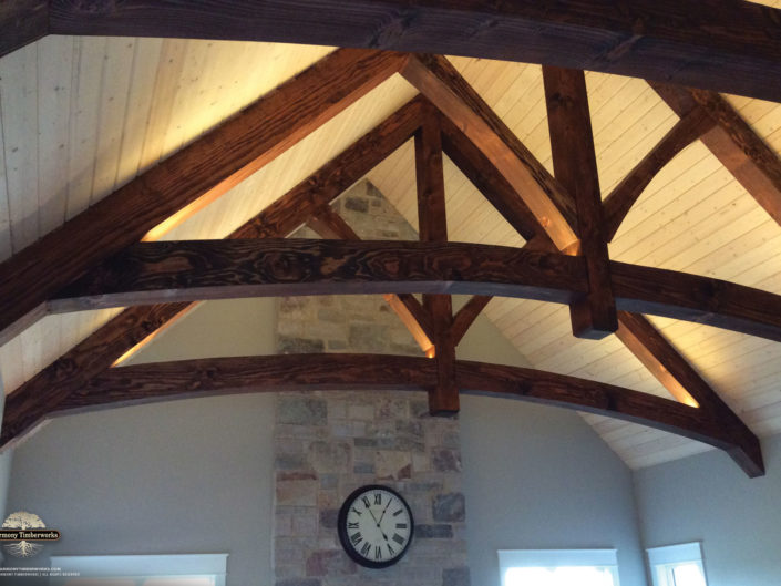 Timber Frame Arched Chord King Post Truss Ceiling