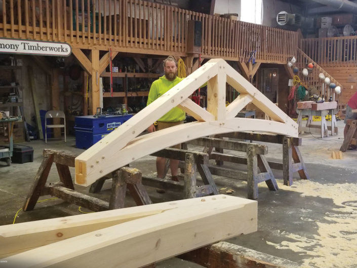 White Pine Arched Chord King Post Truss Construction