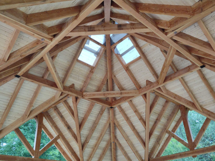 Stallings Pavilion interior ceiling, before staining